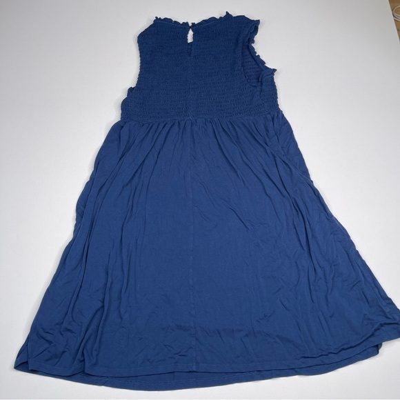 The Nines by Hatch Dress Blue Sleeveless Smocking Maternity Stretchy Comfy Baby - Picture 4 of 12